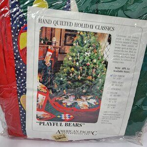 Hand Quilted Holiday Throw Playful Bears 50"x60" American Pacific